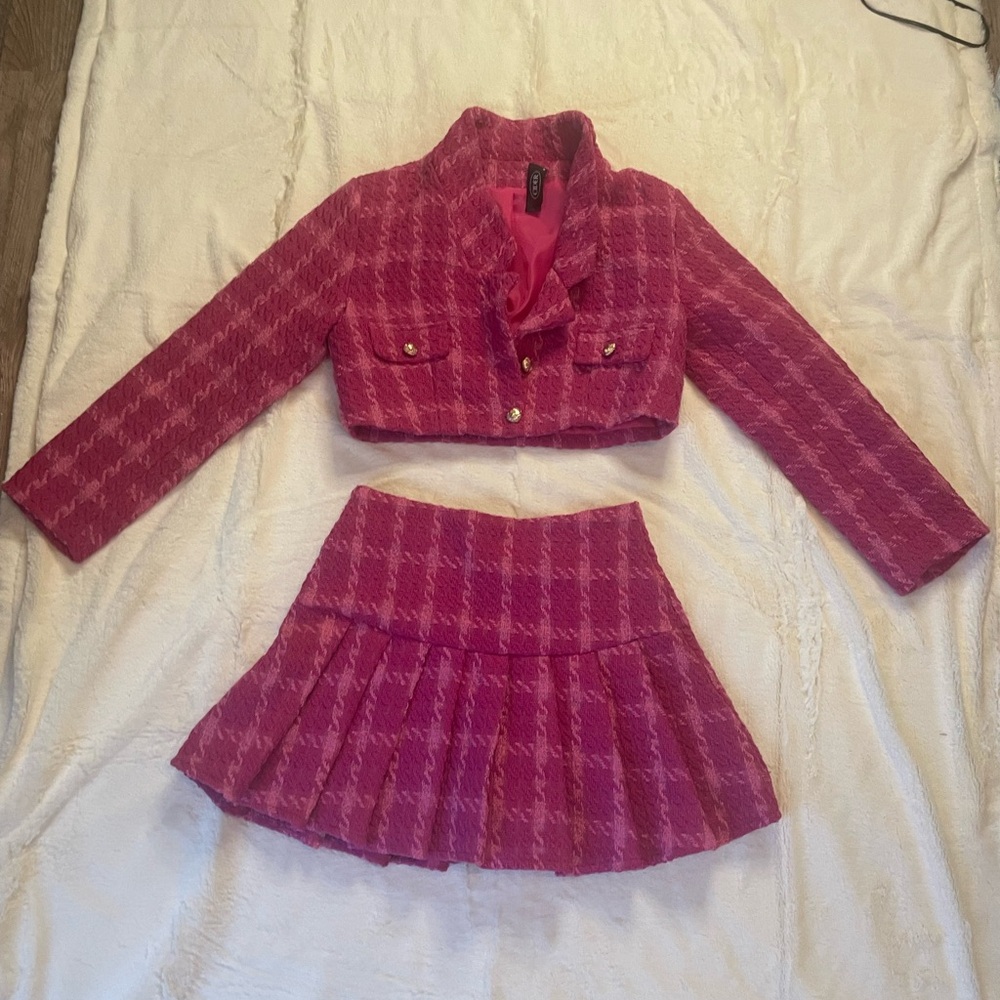 Pink Tweed Jacket and Miniskirt